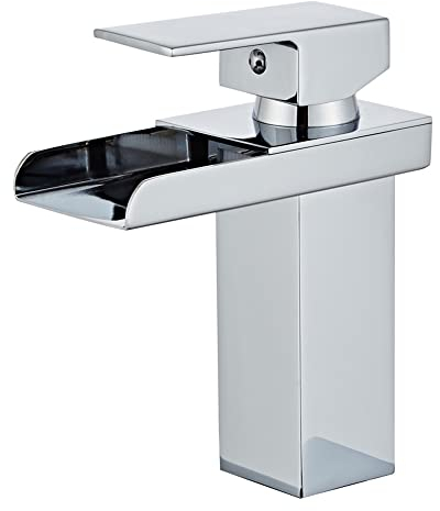 Wovier Chrom Waschbecken Wasserhahn mit Zulaufschlauch, einzigartiges Design Einhand-Einloch-Waschtischarmatur, Waschtischmischbatterie Commercial