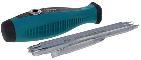 Utoolmart Magnetic Screwdriver 5 in 1 Dual Way Slotted Phillips Head 1/4inch Hex Shank Screwdrive Bits Set with Square Shaft Non Slip Comfortable Handle