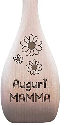 Idea regalo nonna Compleanno Festa della mamma Festa dei nonni Regali di Natale cucchiaio di legno faggio Personalizzato mestolo cucina in legno lungo grande 31cm Personalizzabile (Auguri mamma)