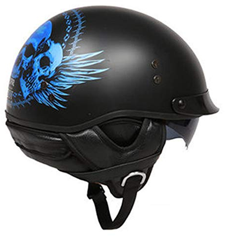 Motorrad Helm, Halbschale Vintage Harley Helm mit Schal, Halbschalenhelm Jethelm Für Damen Und Herren, für Cruiser Chopper Biker Lucky Skull, ECE Zertifizierung
