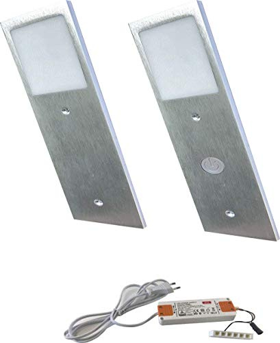 ACCE Super dünn und Aluminiumkörper LED Unterbauleuchte Küchen Möbel Leuchte Warmweiß inkl Konverter ein Strahler mit Schalter(2ER)