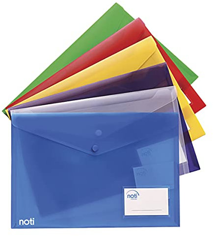 18er Pack Dokumentenmappe Dokumententasche transparent DIN A4+ 3 Stück je Farbe mit Druckknopf und Tasche für Visitenkarten Kapazität 150 Blatt