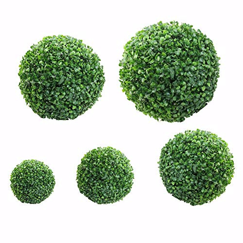 Tenwan Kunstpflanzen-Graskugel, 10–40 cm, hängende Formschnittkugeln, Buchsbaum, Grün, Kunststoff-Pflanzenkugel Zuhause, Outdoor, Hochzeit
