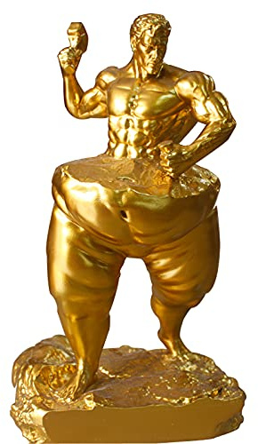 LGYKUMEG Skulptur Deko Moderne weinschrank Dekoration,Golden Wohnzimmer,Harz,Abstrakte Kunst Statue,Fitness Athlet Figur Für Weinschrank Schlafzimmer Zimmer Büro Dekoration,Gold