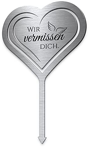 CHRISCK design Grabstecker Herzstecker Garten mit Motiv aus Edelstahl | Grabschmuck selbst gestalten wetterfest | zB Grab Grabschmuck Mama oder Papa Deko