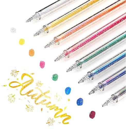 SMOOTHERPRO Metallic Gelstifte | Glitzer Gelstifte Set | 8 Stück Gelschreiber | für Gästebuch Malbücher Karten Basteln Schreiben Zeichnen und Skizzieren (SC623-8) | 1,0 mm Spitze | 8 Farben