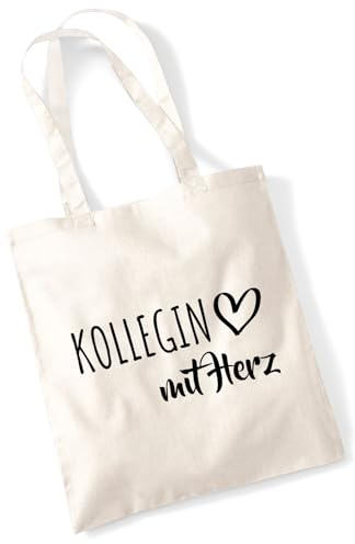 Huuraa Jutebeutel Kollegin mit Herz Geschenk | Baumwollbeutel 10 Liter Stoffbeutel Beutel aus Baumwolle Tasche Geschenkidee Einkaufstasche Langen Henkel