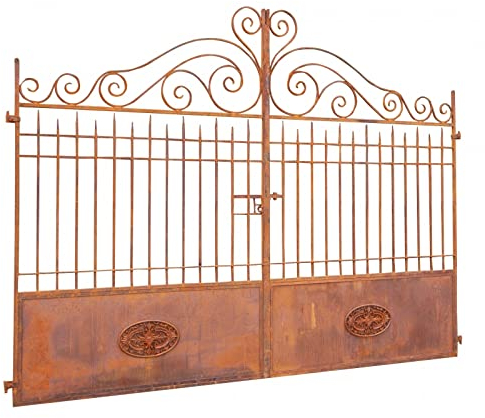 Biscottini portail en fer pour extérieur, 320 x 245 x 8 cm, portail fer forgé avec finition antique, portail jardin extérieur, pièce unique