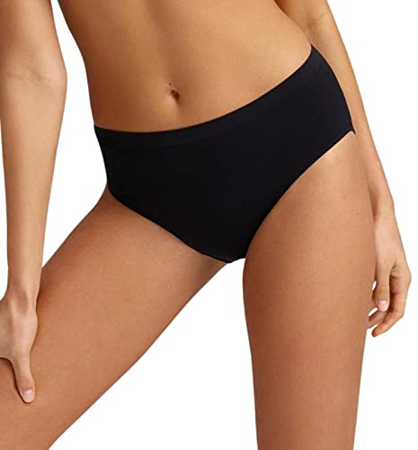 Intimitaly Set 6 Slip Donna Cotone Vita Alta Mutande Donna Cotone Midi Anallergiche Anatomiche (L, 6 Neri)