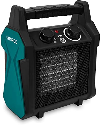 VONROC Termoventilador eléctrico - 2000W/3000W - cerámica - 2 posiciones de calefacción y ventilador - termostato - 30m2