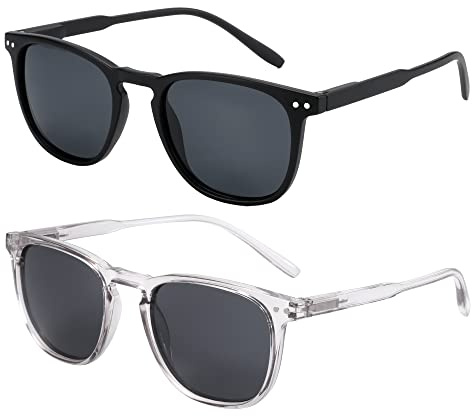 ZENOTTIC 2 Pares Gafas De Sol Polarizadas para Mujer Hombre Retro Redondas Cuadradas Protección UV400 Unisex Gafas de Sol