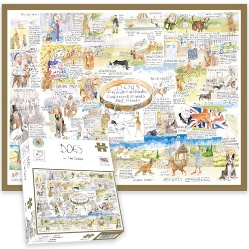 Tim Bulmer “Dogs” 1000-Piece Jigsaw Puzzle – Fun & Educational Canine-Themed Puzzle for Dog Lovers – Witty & Humorous Artwork with Fascinating Dog Facts