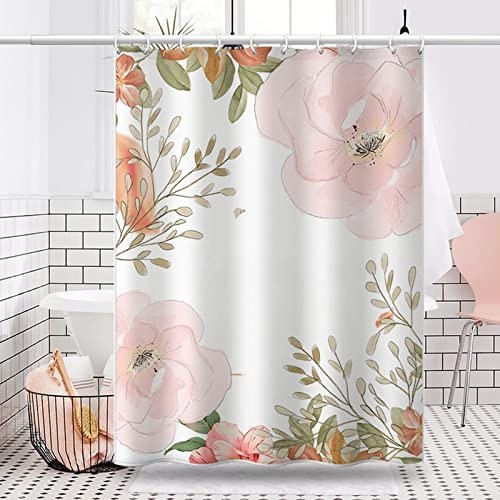 BCughia Duschvorhang Textil, Duschvorhang Blütenblätter Polyester Mehrfarbig Shower Curtain Set 200x200cm(79 W x 79 H)