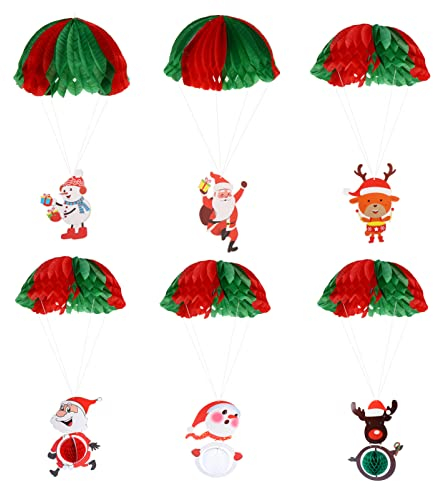 Abaodam 6stücke Papier Anhänger Weihnachten Fallschirm Form Deko Für Party Und Einkaufszentrum Schmückt Decke Und Flure Mit Weihnachtsmotiven