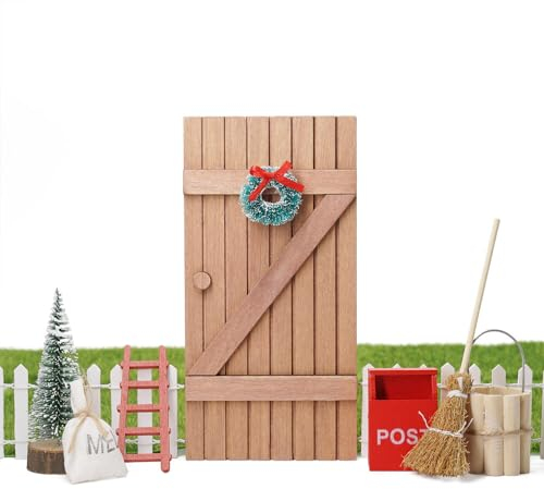 Odoria 8 Stück Wichteltür Zubehör Weihnachten Miniatur Wichtel Set Feentür Dekoration