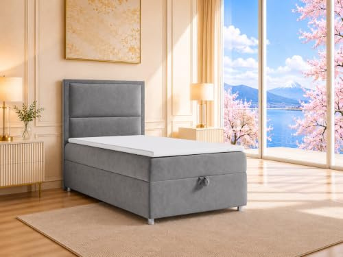 Best For Home Boxspringbett Trinity k-11 mit 7-Zonen Bonell-Federkernmatratze | Boxspringbett 100x200 | Boxsprintbett mit Matratze Und Stauraum | Polsterbett 100x200 - Lieferung bis Bordsteinkante