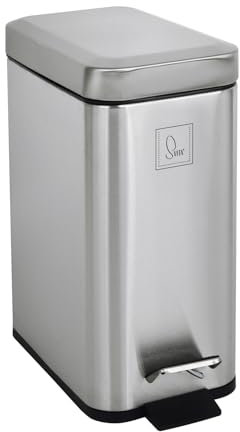 SVITA STM5 - Pattumiera a pedale, 5 l, con coperchio interno Softclose, pedale indipendente, rettangolare, argento