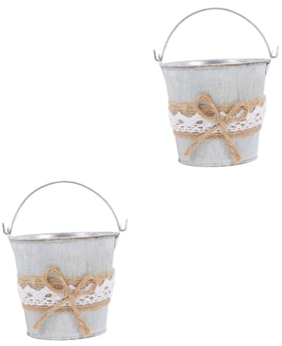 BESPORTBLE 2 Jarrones De Flores Campestres para Centros De Mesa Macetas para Plantas Jarra De Metal Lata De Leche Galvanizada Cubo De Flores Retro Cubo De Metal para Plantas Decoración