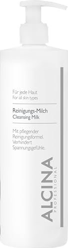 ALCINA Reinigungs-Milch - 1 x 500 ml - Jede Haut - Sanfte und milde Gesichtsreinigung für empfindliche, trockene Haut - Mit wertvollem Traubenkernöl