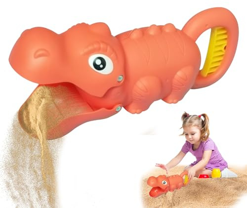 Strandspielzeug Kinder Sandspielzeug Greifer,Sand Snapper Einhand Bagger Dinosaurier Design für Jungen und Mädchen,Ideal für Sandkasten Oder Strand für 3 4 5 6 7 8 Jahre alt Sommer sandgreifer (Rot)