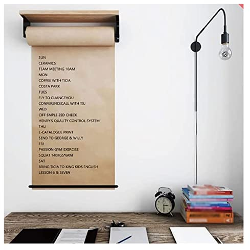 Wandmontierter Kraftpapierrollenspender und -Schneider, 164 Fuß Langer Metzgerpapierrollenhalter mit Ablagefach, für Arbeitszimmer/Studio/Café/Bekleidungsgeschäft (Größe: 40 cm/15,7 Zoll breit)