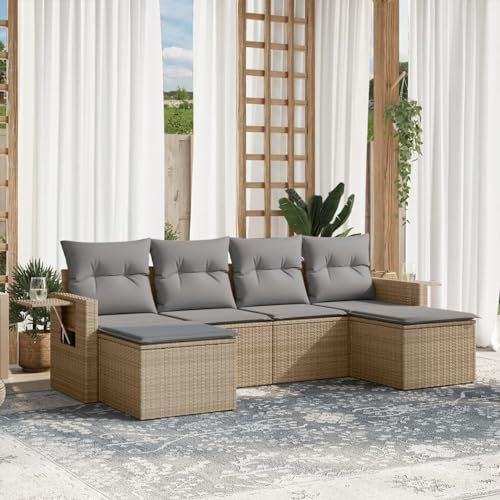 Festnight Balkon Lounge Rattan mit Stauraum Gartenlounge Klein Sofa Balkon Ecklounge Rattansofa Sitzecke Balkon Klein Gartensofa Ecksofa Garten Lounge Sofa Outdoor Balkonmöbel Couch Gartenmöbel