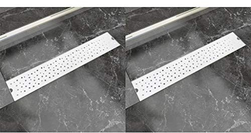 LAPOOH Desagüe Ducha Lineal 2 pzs, Canaleta De Ducha, Desagüe para Baño, Canalones Desague, Burbuja 630x140 mm Acero Inoxidable