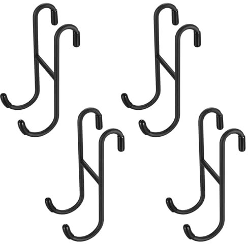 ANBEEISS 4 Pezzi Gancio Porta Accappatoio da Bagno Doccia, Gancio Accappatoio Doccia, Gancio Doccia Senza Forare, Ganci Asciugamani Bagno, Doppi Ganci in Acciaio Inox per Porta in Vetro