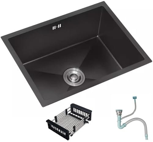 Küche Mini-Unterbauwaschbecken Küche Eingebauter Wasserpool Edelstahl Kleine Einzelbeckenspüle Gemüsewaschbecken mit Abflusskorbspülen (Farbe: Schwarzer Stahl, Größe: 38 * 30 * 21 cm