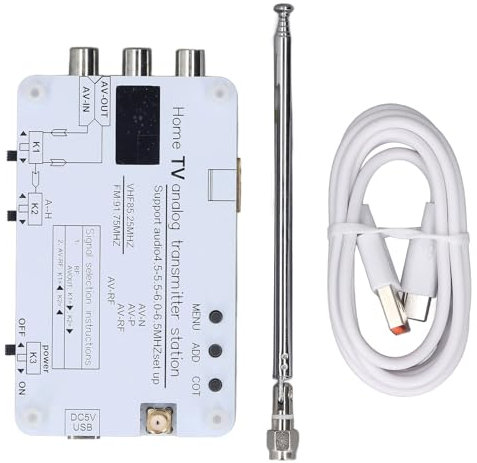 Kadimendium Home TV Analog Transmitter Station AV Converter HDMI USB 1080P N to P System Conversion, 5W Output, 10-20m Range