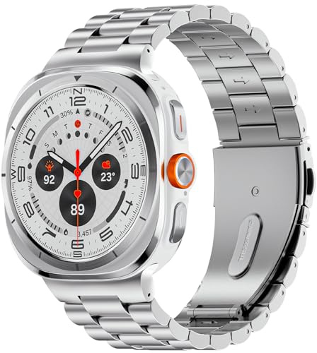 SUNDAREE No Gap Armband Kompatibel med Samsung Galaxy Watch Ultra 2025/2024 47MM,Män Dam Rostfritt Stål Metall Klockband för Galaxy Watch Ultra 8/7 SM-L705,Silver
