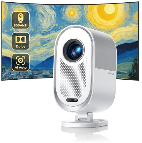 Proiettore【Dolby+Auto Focus/Keystone】28000Lumen Smart Videoproiettore 4K Support, 1080P Nativo Full HD Wifi Bluetooth, AI Regolazione Proiettore Sigillato Antipolvere con Zoom 100%-50% per Home Cinema