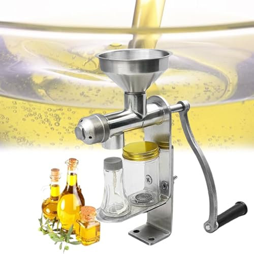 Manuelle Ölpresse, Nusskernöl-Expeller, Kalt-/Heißpressmaschine aus Edelstahl, geeignet für die meisten Ölpflanzen mit einem Ölgehalt über 25%, Walnuss, Leinsamen, Mandeln