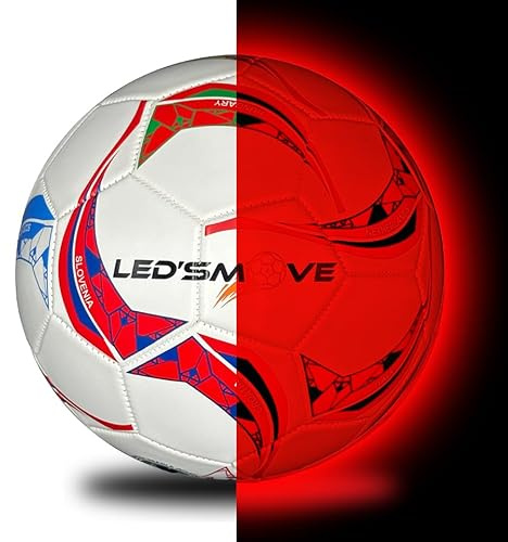 LED'S MOVE LS1 Ballon Lumineux LED Football Taille 5, Ballon de Foot Lumineux Rechargeable USB-C, Ballon Football Enfant pour Jardin Parc Camping, Cadeau Original Ans Garçon Fille Jouet Extérieur
