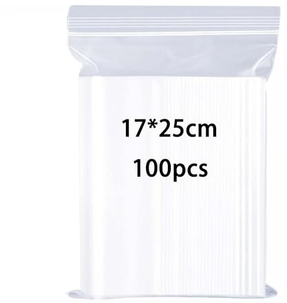 huruirui Sachets Plastiques Refermables Sachet Plastique Transparent 17x25cm Épaissir Petit Taille Sachet Zip Pochon Plastique Fort et Robuste Stockage Hermétique de Petits Objets 100mµ 100pcs