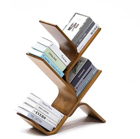 DMMFTERL Libreria ad Albero - Libreria in bambù da Pavimento con Ripiani, Moderna, Alta e Stretta, Organizer per Soggiorno, Ufficio Domestico