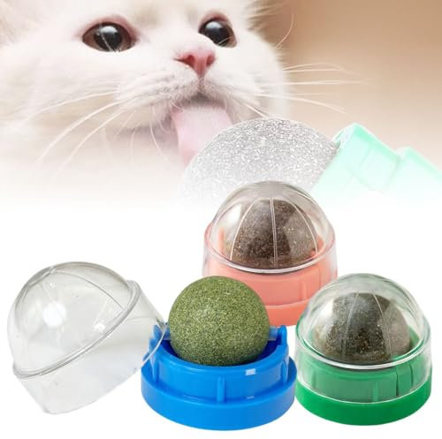 Matame Katzenminze Spielzeug,Baldrian Kissen für Katzen,Natürliches Katzenminze Ball Katzenminze Wandroller für Katzenlecken, Zahnreinigung Dentales Essbares Kätzchenspielzeug (#B-3PCS)