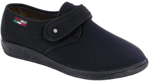 GAVIGA Chaussures d'hiver élastiques pour femme réglables avec déchirure oignon réhabilitation Made in Italy, Noir avec zircon, 36 EU