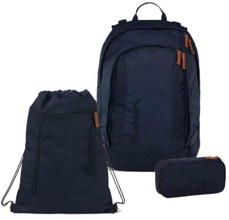 Satch Air Schulrucksack Set 3tlg. inkl. Schlamperbox und Sportbeutel (Nordic Blue Skandi Edition)