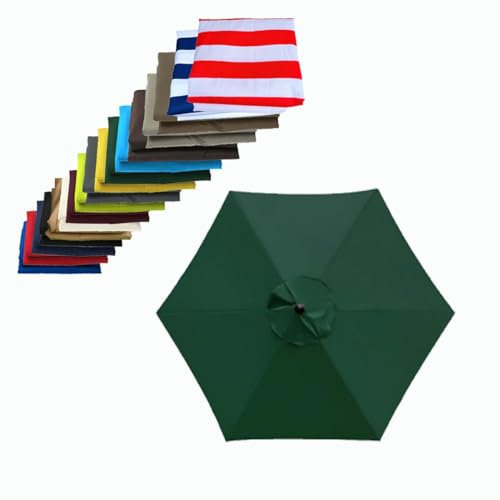 HYUFEIAO Telo di Ricambio per ombrellone da Spiaggia da 2,0/2,3/2,7/3,0 m, 6 Stecche, 8 Stecche, Resistente all'Acqua (Colore: Verde Scuro, Dimensioni: 3,0 m/10 Piedi - 6 Stecche)