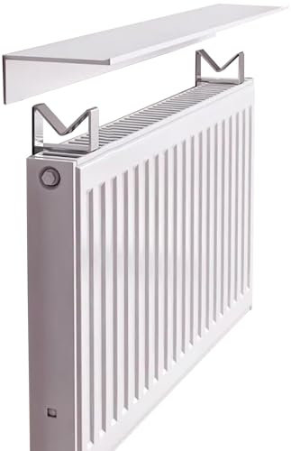 Copertura per radiatore moderna in alluminio bianco con ripiano galleggiante da 55 cm, design versatile per sala da pranzo, casa colonica, studio, soluzione elegante e funzionale per la decorazione