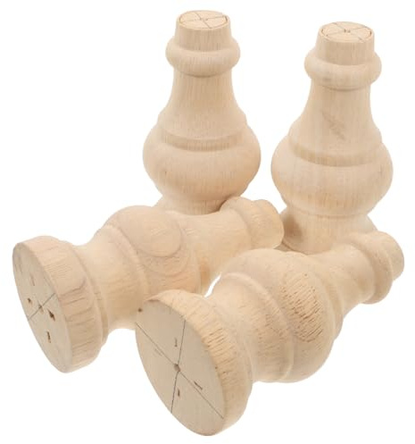 Holibanna 4stücke Massivholz Möbelbeine Unlackiert Runde Holzfüße für Sofa Bett Schrank Couch Ersatz DIY Ersatzbeine Robust und Zeitlos für Möbelanpassung