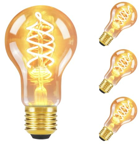 Glitzerlife LED Deckenlampe E27 Leuchtmittel Vintage 3er Pack 4W Warmweiß | 2200K Retro Edison Lampe für Industrie Stil AC 230V Licht Beleuchtung für Nostalgie Haus Café Flur 3 Stück