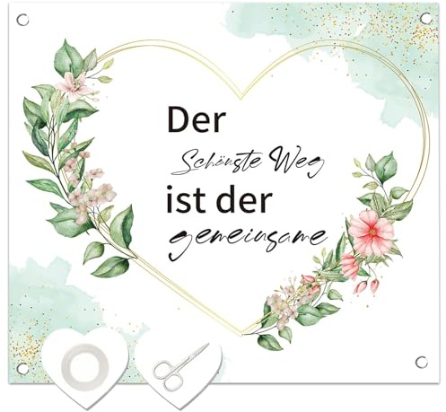 HSUYUN Hochzeitslaken zum Ausschneiden, 200 x 180 cm Hochzeitsdeko Laken, Hochzeitsspiele für das Brautpaar, Standesamt Überraschung mit Schere und Band, für Hochzeit, Standesamt