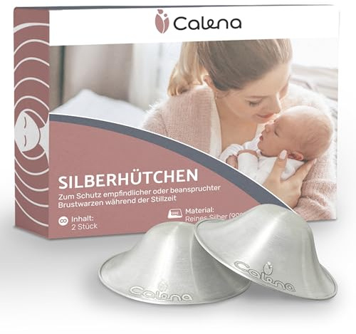 Calena 2 Stück Silberhütchen aus 999er Silber – Hochwertige Stillhütchen aus Silber – Antibakteriell wirkende Silberhütchen für Stillen – Silberhütchen Stillen