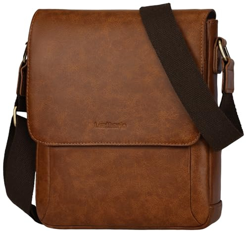 Leathario Bandolera Hombre Piel, Bolso de Hombro con Múltiples Bolsillos, Gran Capacidad e Impermeable, para Trabajo, Viaje, Oficina, Regalos para Hombre