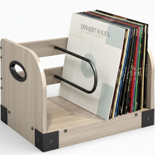 ZEXVIDA Vinyl Record Storage Rack for 65 LPs, Vinyl Record Album Holder Heavy-Duty Record Storage Shelf with Handles, Record Holder, Multi-Purpose Organizer