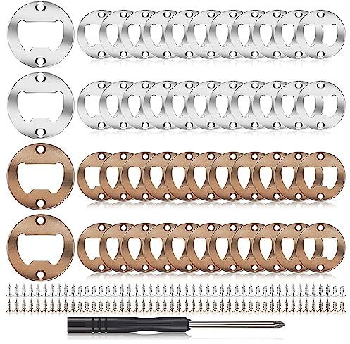Cpolebev 40 Sets Bierflaschenöffner-Einsätze, Runde DIY-Flasche mit Schrauben, Schraubendreher für Flaschenöffner