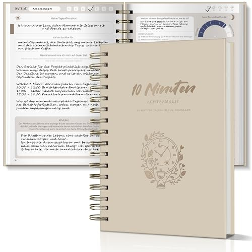 BIROYAL 5 + 5 Minuten Tagebuch für Erwachsene - Dankbarkeitstagebuch Erwachsene für mehr Dankbarkeit und Selbstliebe - Achtsamkeitstagebuch A5 - Gratitude Journal Erwachsener - 5 Minuten Journal