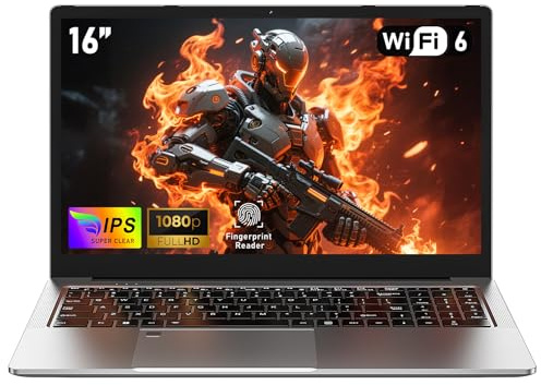 NAIKLULU 16 Pulgadas Gaming Ordenador Portatil R7 5825U Procesador (2.0 to 4.5Ghz) 16GB RAM 1TB SSD Laptop, 2025 Gamer Pc Portatil Computadora, Teclado Retroiluminado, Webcam/Touchpad/Tipo-C